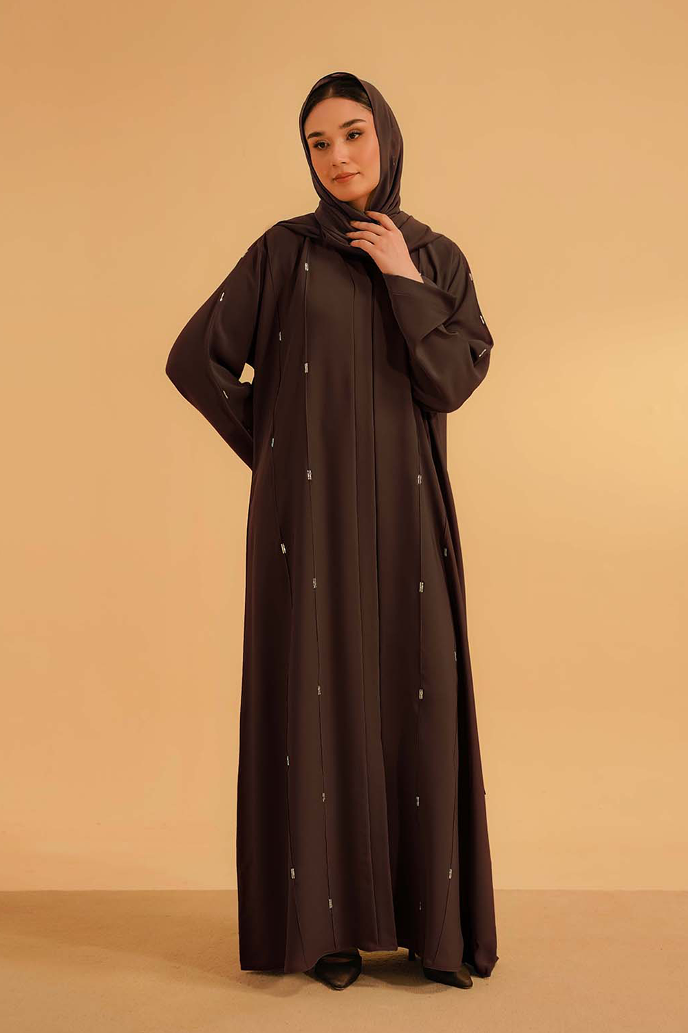 Embellished Abaya Set | Mocha Brown