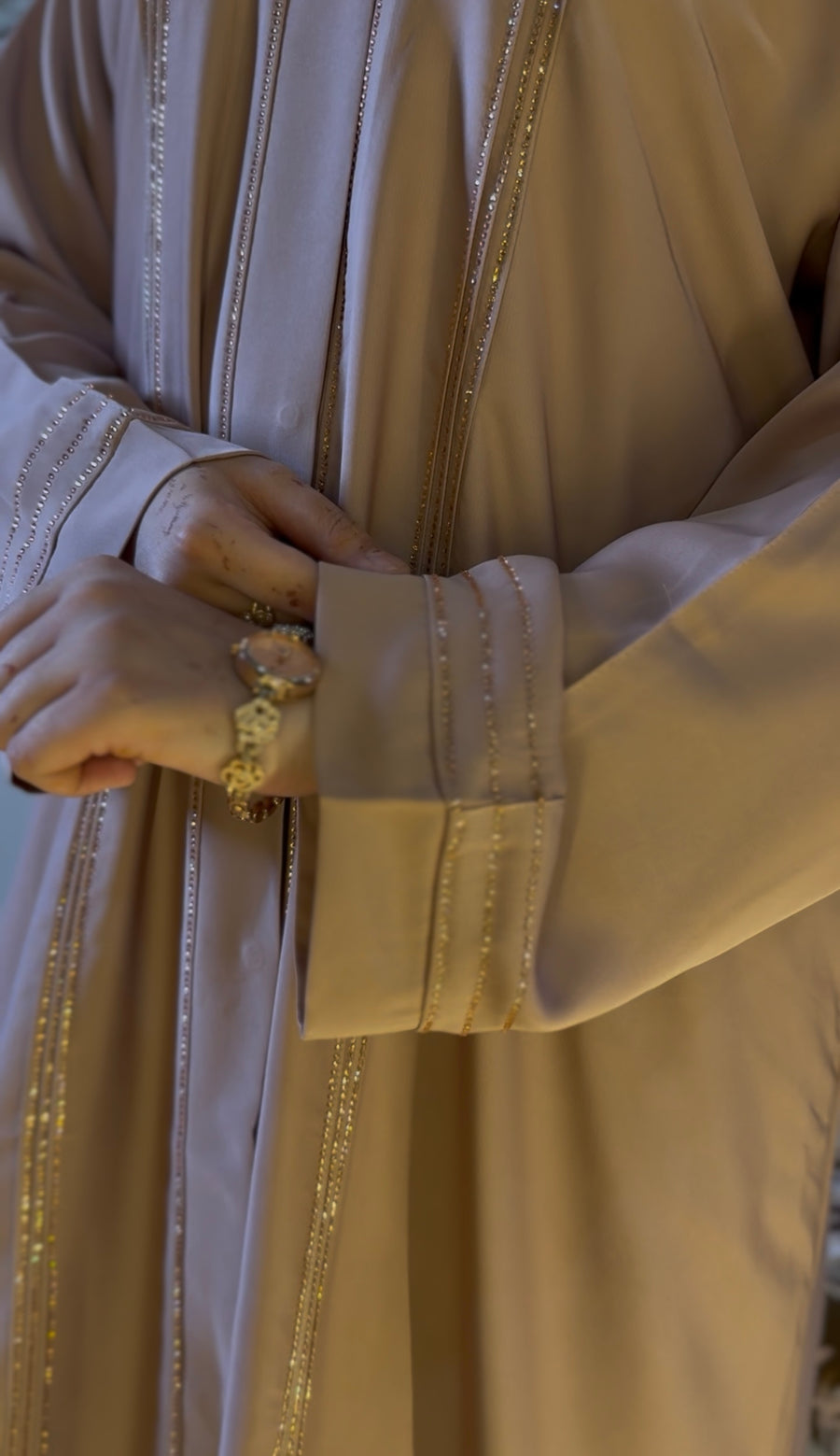 Rimal-Embellished Abaya Biege