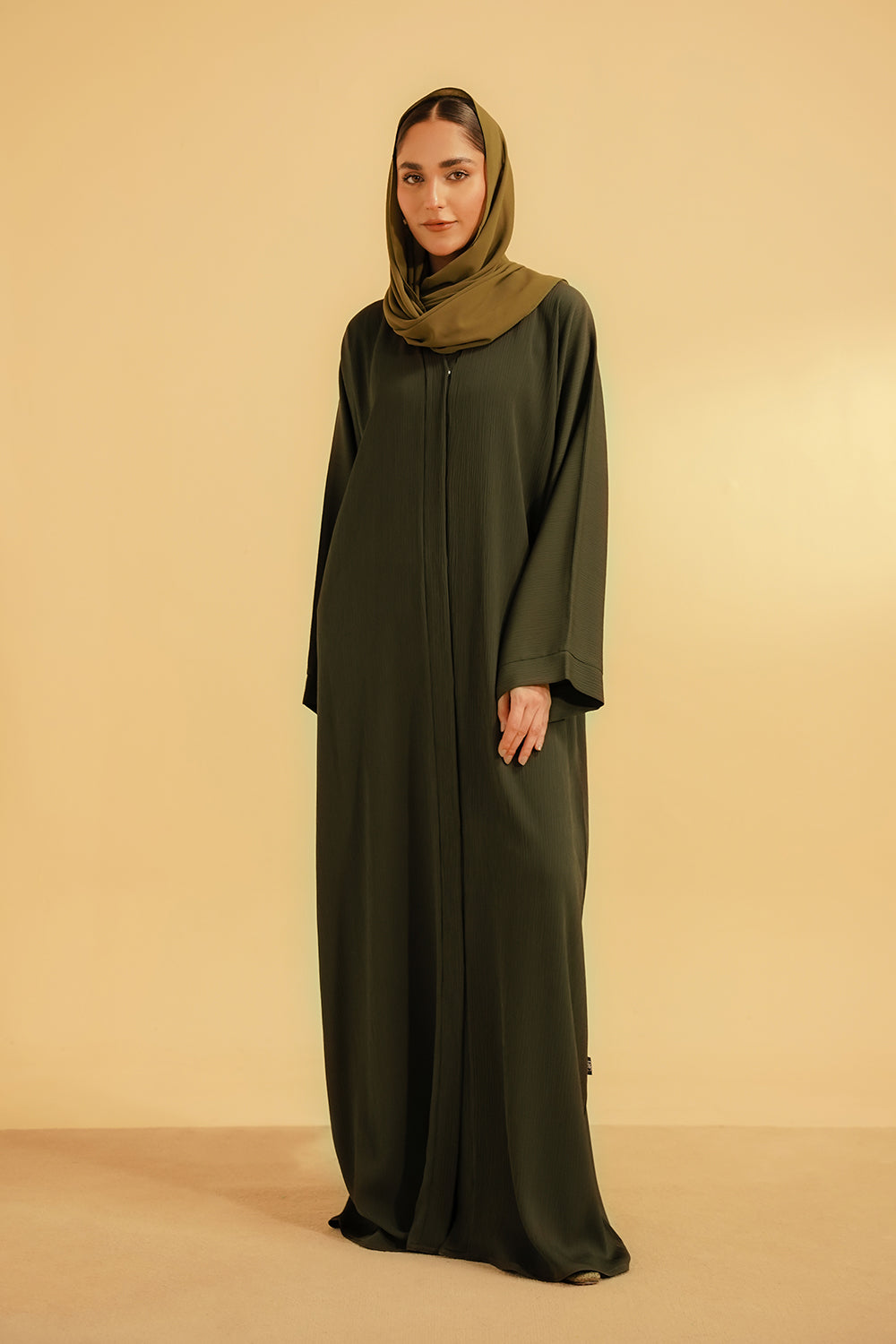 Textured Abaya Set | Olive