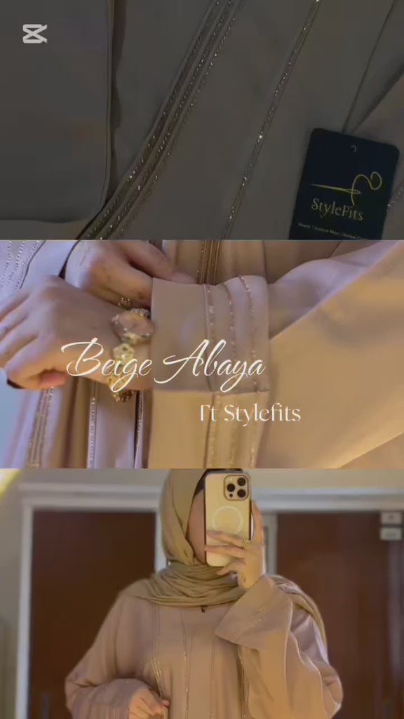 Rimal-Embellished Abaya Biege