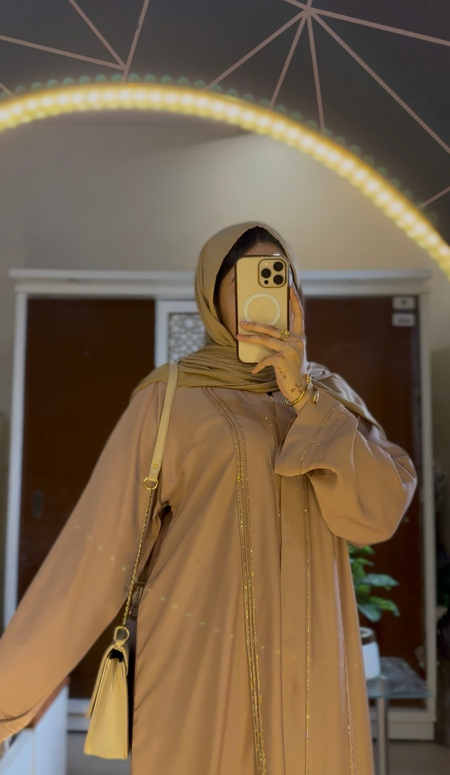 Rimal-Embellished Abaya Biege