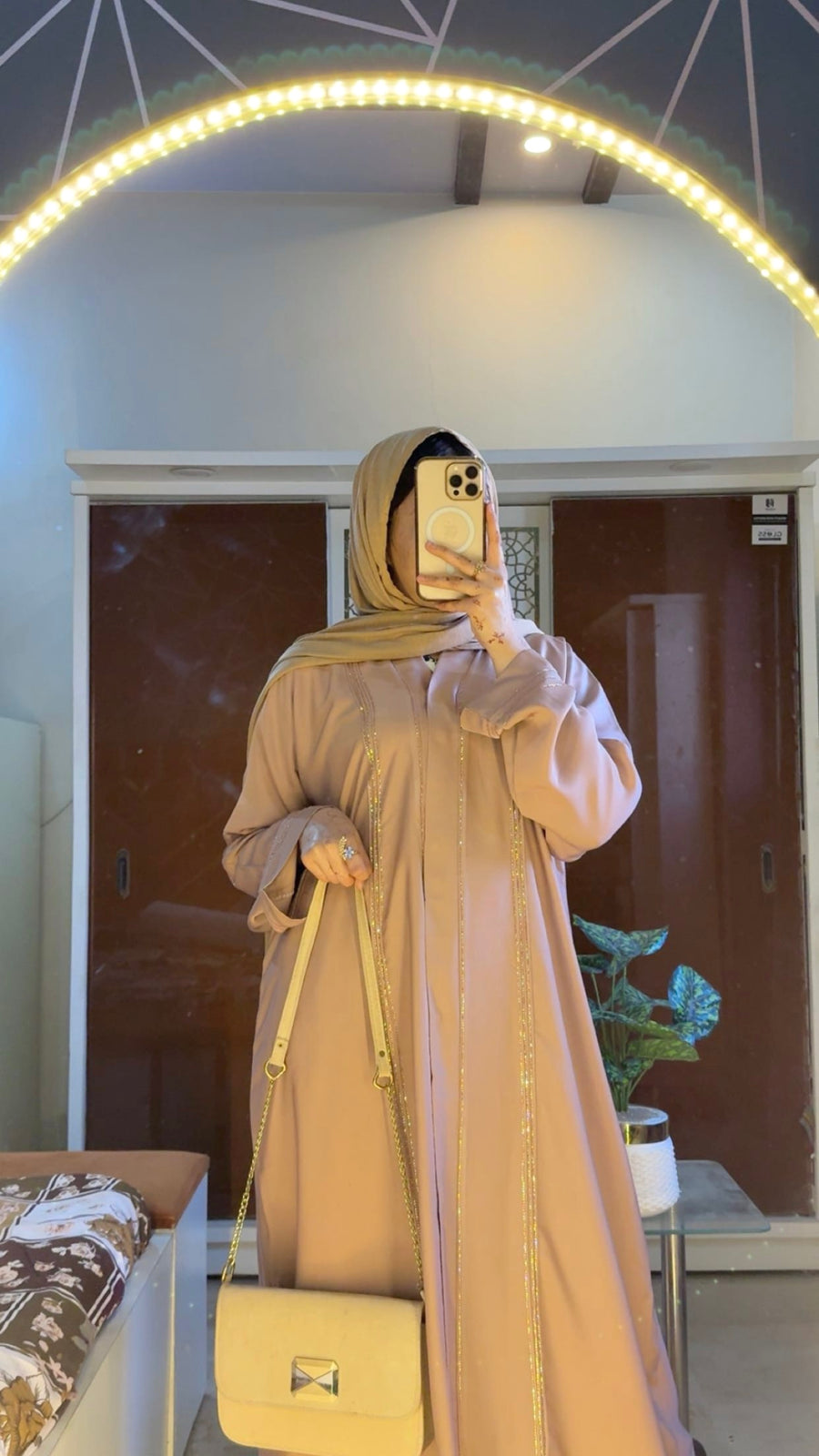 Rimal-Embellished Abaya Biege